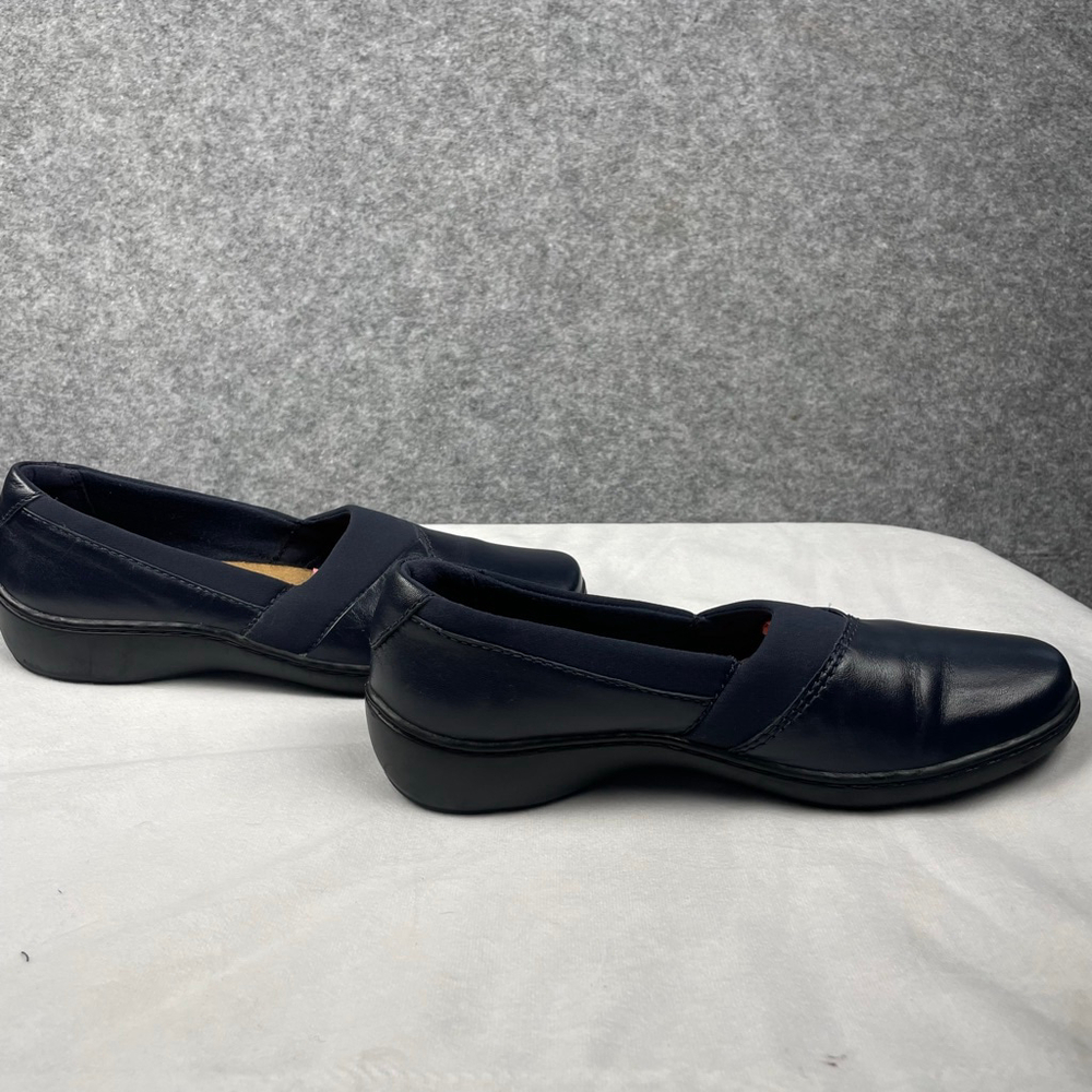 Clarks Collection Carly Hope Navy Blue Leather Slip On Loafers Women's Size 9.5 - Picture 5 of 9